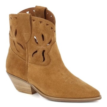 CARINII B9574 BOTKI SKÓRZANE AŻUROWE SKÓRA RUDE 40