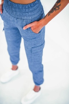 Damskie dresowe spodnie bojówki guma w pasie S