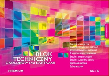 Blok techniczny kolorowy A5 15 kartek 170g KRESKA