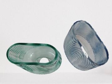 Декоративная ваза из зеленого стекла 21х17х13 см.