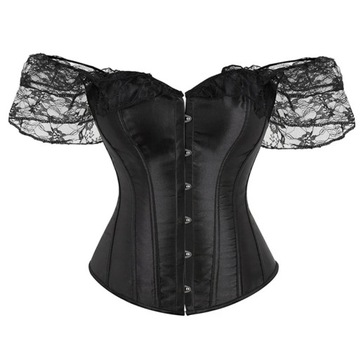 Satin short-sleeved Lace Up Corset Women Sexy Bust