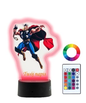 Lampka Nocna z Nadrukiem 3D LED Thor Imię Prezent