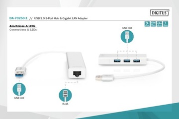 3-портовый концентратор USB 3.0 и сетевой адаптер DA-70250-1