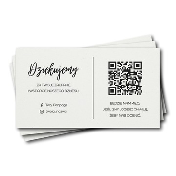 Podziękowanie za zakup z kodem QR gotowy szablon, brudna biel 250g 100 szt