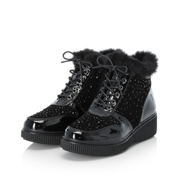 RIEKER skóra buty, botki damskie czarne 93312