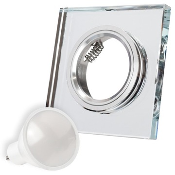 DEKORACYJNA OPRAWKA SUFITOWA KRYSZTAŁOWA SZKLANA + HALOGEN ŻARÓWKA LED GU10