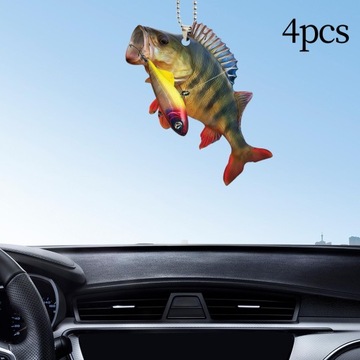 4 szt. Generic ryby wiszące ozdoby samochodowe prezent lusterko wsteczne samochodu styl D