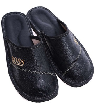 Skórzane męskie kapcie pantofle buty domowe lekkie komfortowe 14299 43