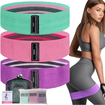 GUMY OPOROWE DO ĆWICZEŃ MATERIAŁOWE TAŚMY TRENINGOWE HIP BAND TAŚMA GUMA