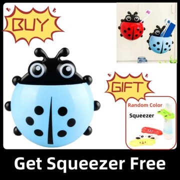 Cartoon Ladybug Toothbrush Holder Wall Mounted Remote Control Shelf
