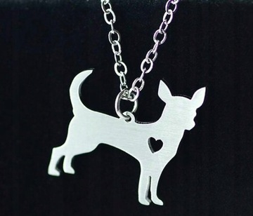Naszyjnik Chihuahua z sercem srebrny 25x24mm