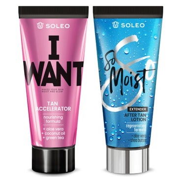 SOLEO I WANT 150ml PRZYSPIESZACZ OPALANIA + GRATIS BALSAM PO OPALANIU 150ml