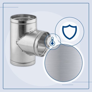 КРУГЛЫЙ ТРОЙНИК ОЦИНКОВАННЫЙ FLEXIVA 125 мм 90° СОЕДИНИТЕЛЬ DGP ДЛЯ КАБЕЛЬНОЙ ТРУБЫ