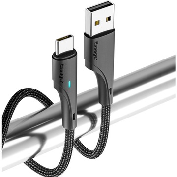 Kabel USB ESSAGER 3A TYPE-C USB-C QC 3.0 1m LED