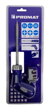 Пистолетная отвертка с храповым механизмом Promat 1/4 бита