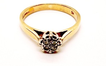 Złoty pierścionek z brylantami złoto pr. 375 r. 12