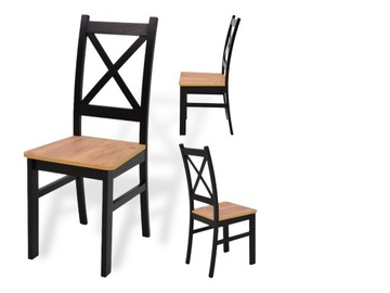 4x Drewniane krzesło Krzyż Czarne Craft Komplet