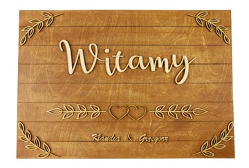Drewniana tablica powitalna 3D - Witamy