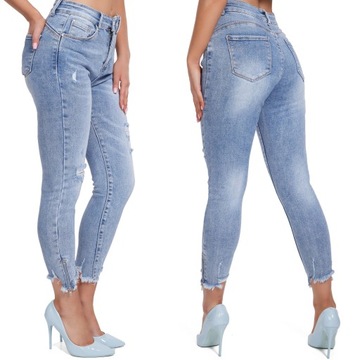 389_ S/36 _SPODNIE JEANSY PUSH UP dziury M.SARA