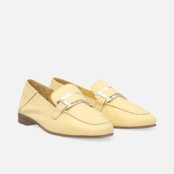 Damskie buty VENEZIA. Klasyczne skórzane mokasyny w kolorze żółtym r. 40