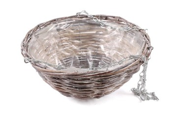 ПЛЕТЕНАЯ ПОДВЕСНАЯ КОРЗИНА ДЛЯ ЦВЕТОВ 28х28х15/50 см