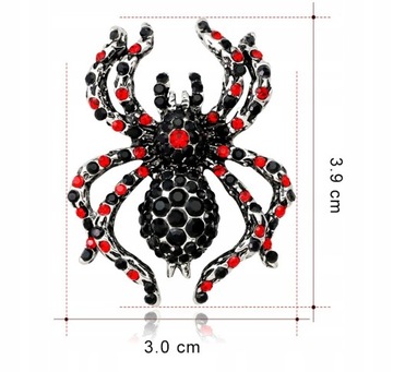 BROSZKA SREBRNA PAJĄK CZERWONA CZARNA TARANTULA