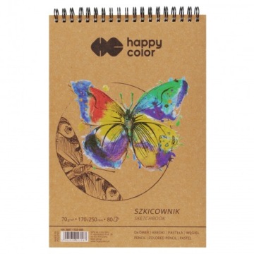 Скетчбук На Спіралі альбом для ескізів HAPPY COLOR 175 x 250 мм 70 г 80 аркушів
