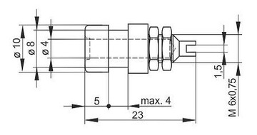 Розетка изолированная 4 мм М6, под пайку, 32А, черная