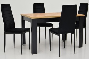 Стол 80х140/180 CRAFT и 4 черных КУХОННЫХ стула