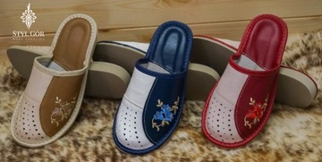 Женские тапочки, кожаные тапочки, шлепанцы