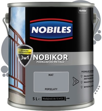 Nobiles Nobikor podkład antykorozyjny olejno-ftalowy Popielaty mat 5L