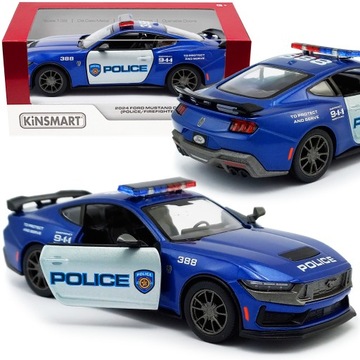 AUTO METALOWE FORD MUSTANG 2024 POLICJA SAMOCHÓD MODEL KINSMART AUTKO 1:38