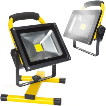 NAŚWIETLACZ AKUMULATOROWY LED HALOGEN BUDOWLANY STATYW STELAŻ STOJAK 20W