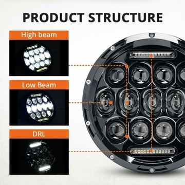 КОМПЛЕКТ ФАР МОТОЦИКЛ ПЕРЕДНИЙ ФОНАРЬ LED 7IN