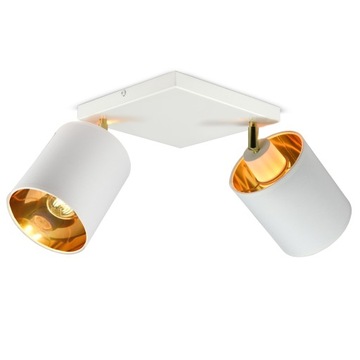 Lampa Plafon Żyrandol Ruchome Abażury Biały Złoty