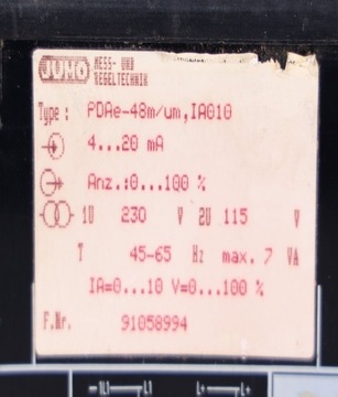 JUMO PDAE-48M/UM IA010 9-12680 676563 PDAE48MUM