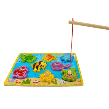 Сортер-пазл для детей Магнитная игра «Ловля рыбы с помощью магнита»