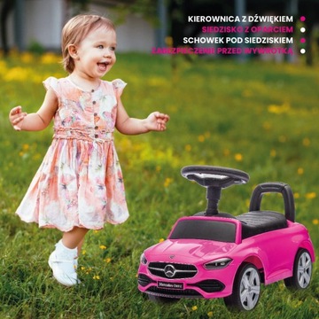 Jeździk dla dzieci Chodzik Pchacz Mercedes C-Class Schowek oparcie roczek