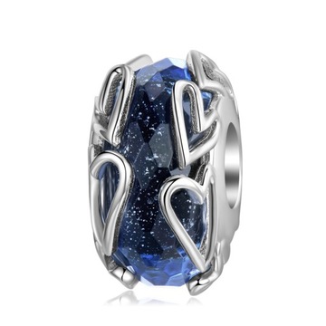 Charms zawieszka Murano Granat Serce srebro S925
