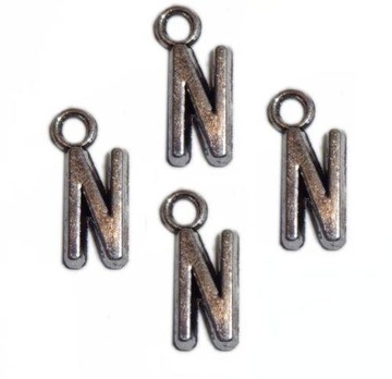 050 ZAWIESZKI LITERKI LITERKA N 4 SZT METAL SREBRN