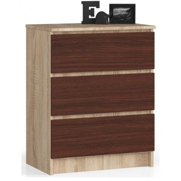 Wysoka pojemna komoda 60 sonoma wenge 3 szuflady