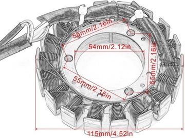 Yamaha YFM 350 Raptor 87-11 Warrior 96-01 Big Bear 95-98 ОБМОТКА СТАТОРА