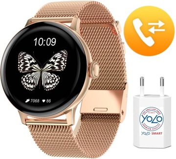 SMARTWATCH ZEGAREK DAMSKI POLSKIE MENU ROZMOWY SPORT PULS ZDROWIE KROKI