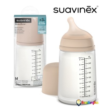 Butelka antykolkowa Suavinex Zero Zero silikon 270ml średni przepływ 3m