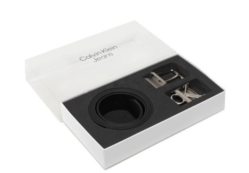 Calvin Klein Jeans pasek czarny - mężczyzna pudełko dwie sprzączki r. 100