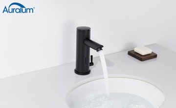 БЕСКОНТАКТНЫЙ смеситель для умывальника, смеситель, ИК ДАТЧИК, ИНФРАКРАСНЫЙ ДАТЧИК, ЧЕРНЫЙ