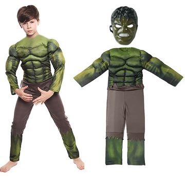 HULK STRÓJ PRZEBRANIE MASKA MIĘŚNIE 120-150CM