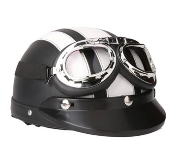 KASK OTWARTY CZARNY/CZERWO MOTOR SKUTER MOTOCYKL