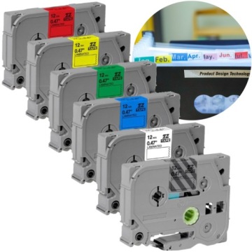 BROTHER PT-H107B 12 мм печатные ленты 6 цветов комплект