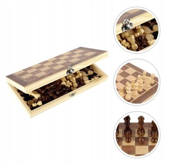 Деревянные шахматы, шашки, нарды, 3в1, 35х35